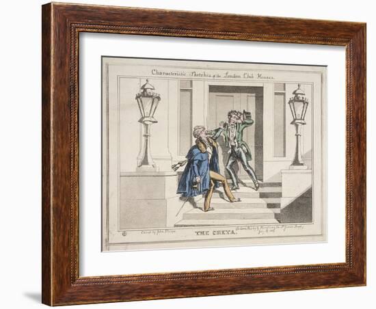 View of Two Drunken Revellers on the Steps of Crockford's Club, London, 1829-John Phillips-Framed Giclee Print