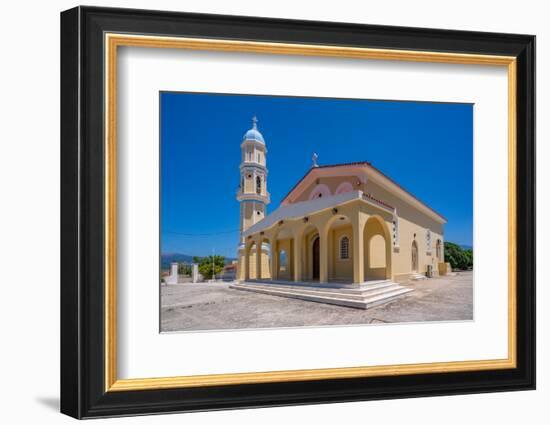View of typical Greek Orthodox Church near Lakithra, Kefalonia, Ionian Islands, Greek Islands-Frank Fell-Framed Photographic Print