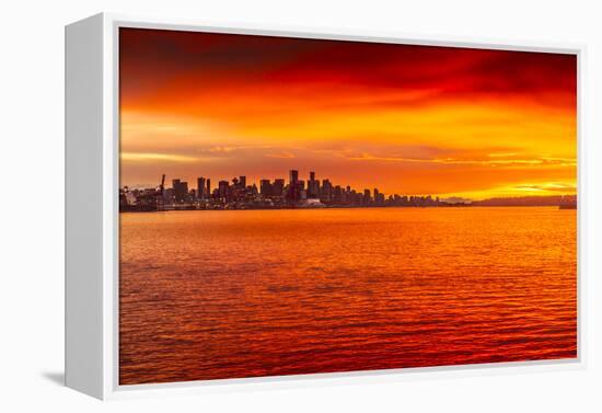 View of Vancouver Skyline from North Vancouver at sunset, British Columbia, Canada, North America-Frank Fell-Framed Premier Image Canvas