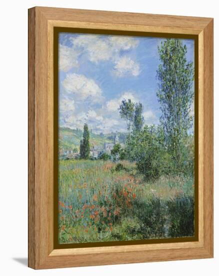 View of Vétheuil-Claude Monet-Framed Premier Image Canvas