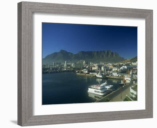 View of Victoria and Albert Waterfront with Table Mountain Behind, Cape Town, South Africa, Africa-Fraser Hall-Framed Photographic Print