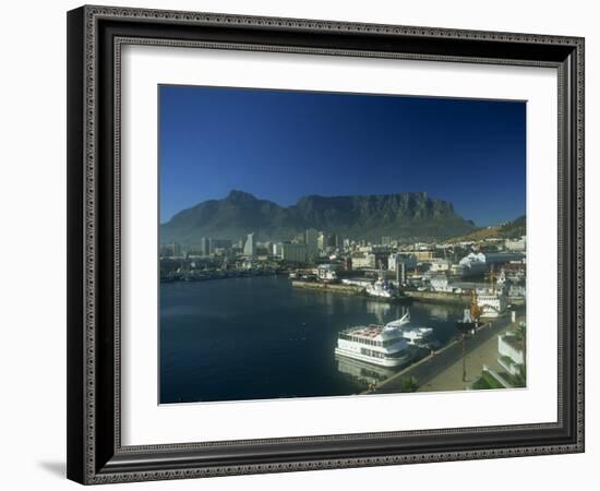 View of Victoria and Albert Waterfront with Table Mountain Behind, Cape Town, South Africa, Africa-Fraser Hall-Framed Photographic Print