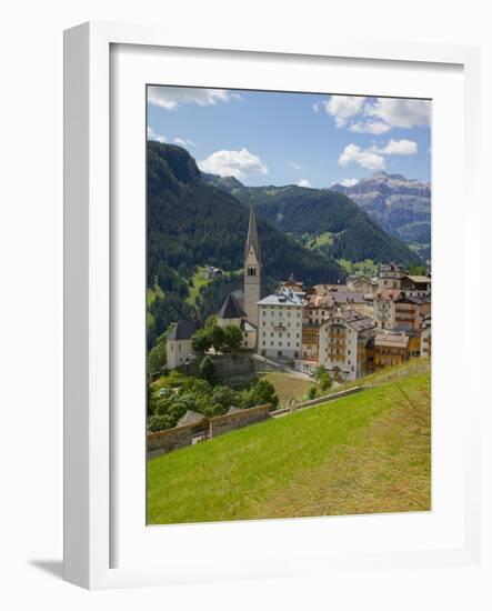 View of Village and Church, La Plie Pieve, Belluno Province, Dolomites, Italy, Europe-Frank Fell-Framed Photographic Print