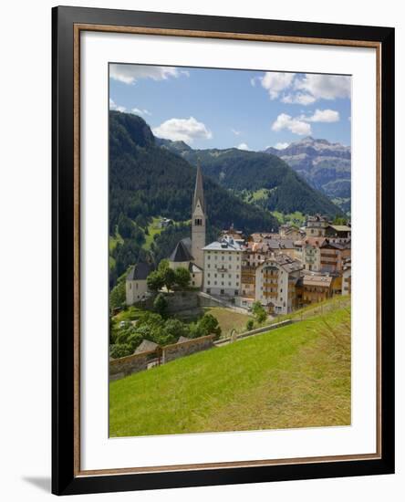 View of Village and Church, La Plie Pieve, Belluno Province, Dolomites, Italy, Europe-Frank Fell-Framed Photographic Print