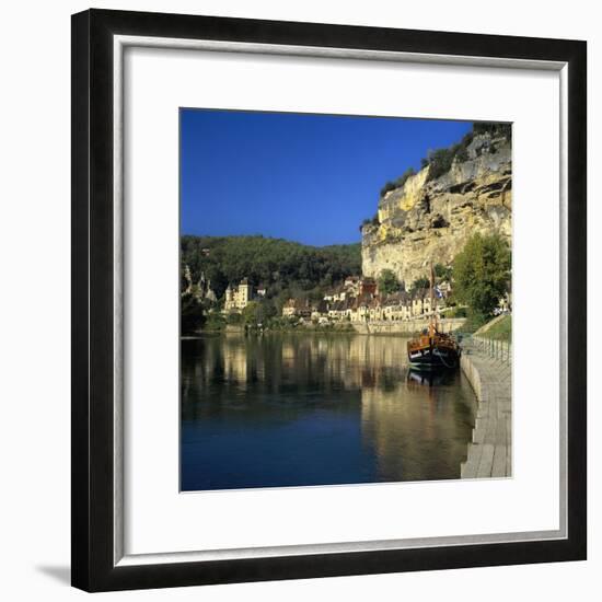 View of Village and Dordogne River, La Roque Gageac, Dordogne, Aquitaine, France, Europe-Stuart Black-Framed Photographic Print