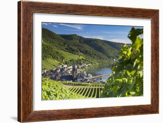 View of vineyards and River Moselle, Bernkastel-Kues, Rhineland-Palatinate, Germany, Europe-Ian Trower-Framed Photographic Print