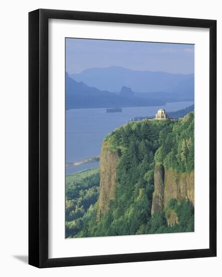 View of Vista House from Chanticleer Point, Columbia River Gorge, Oregon, USA-Adam Jones-Framed Photographic Print