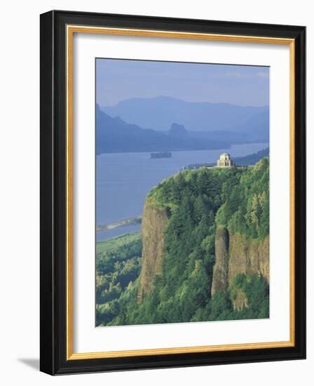 View of Vista House from Chanticleer Point, Columbia River Gorge, Oregon, USA-Adam Jones-Framed Photographic Print