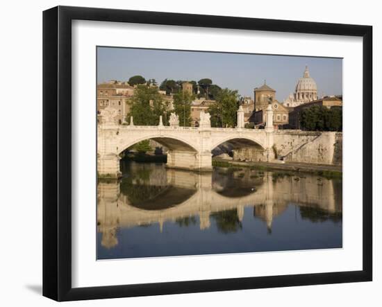 View of Vittorio Emanuele II Bridge, with St. Peters Dome, Rome, Lazio, Italy, Europe-Olivieri Oliviero-Framed Photographic Print