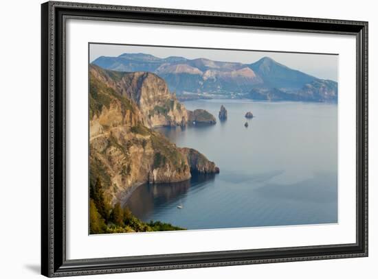 View of Volcano Island from Quattrocchi, Lipari Island, Sicily, Italy-Peter Adams-Framed Photographic Print