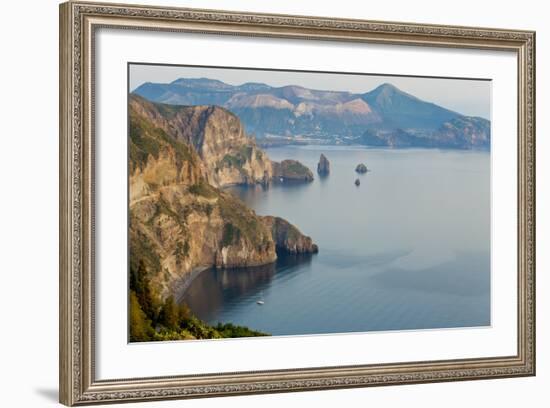 View of Volcano Island from Quattrocchi, Lipari Island, Sicily, Italy-Peter Adams-Framed Photographic Print