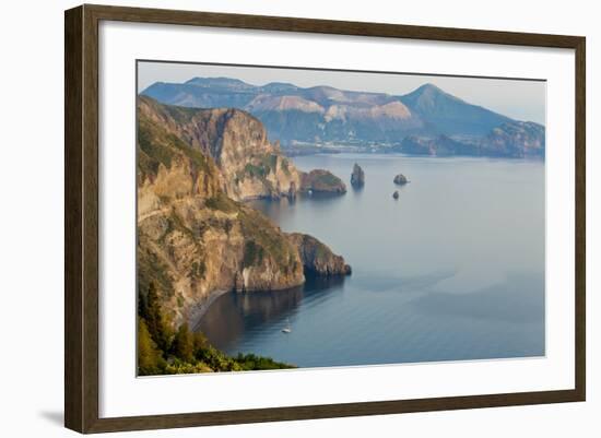 View of Volcano Island from Quattrocchi, Lipari Island, Sicily, Italy-Peter Adams-Framed Photographic Print