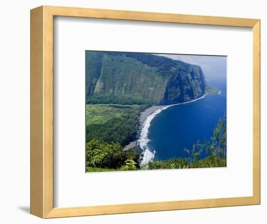 View of Waipio Valley, Island of Hawaii (Big Island), Hawaii, USA-Ethel Davies-Framed Photographic Print