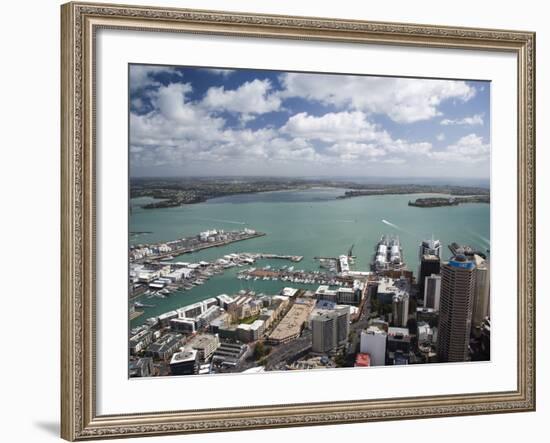 View of Waitemata Harbor from Skytower, Auckland, North Island, New Zealand-David Wall-Framed Photographic Print