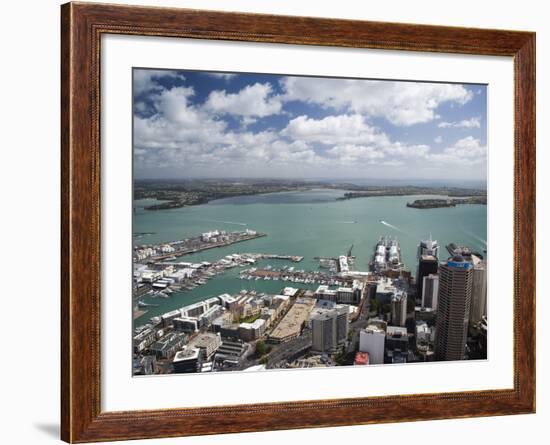 View of Waitemata Harbor from Skytower, Auckland, North Island, New Zealand-David Wall-Framed Photographic Print