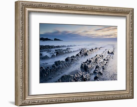 View of Welcombe Mouth at high tide, North Devon, UK-Ross Hoddinott-Framed Photographic Print