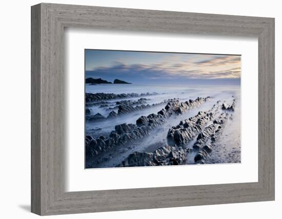 View of Welcombe Mouth at high tide, North Devon, UK-Ross Hoddinott-Framed Photographic Print