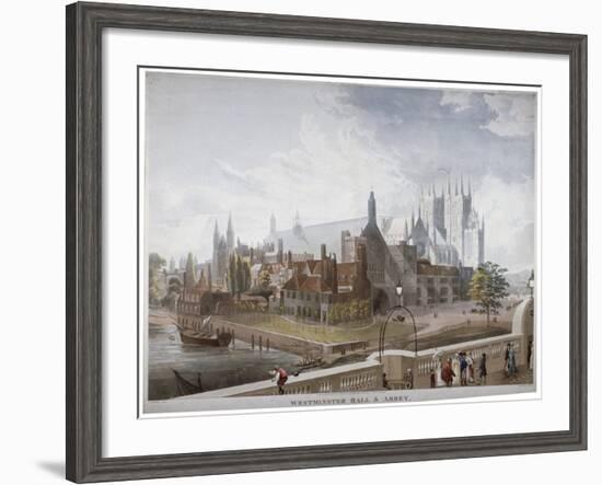 View of Westminster Hall and Abbey, from Westminster Bridge, London, 1819-Daniel Havell-Framed Giclee Print