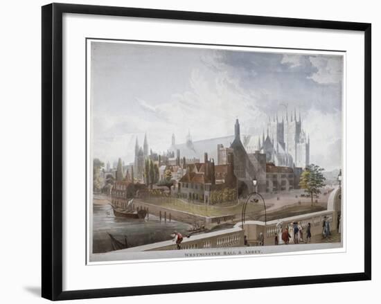 View of Westminster Hall and Abbey, from Westminster Bridge, London, 1819-Daniel Havell-Framed Giclee Print