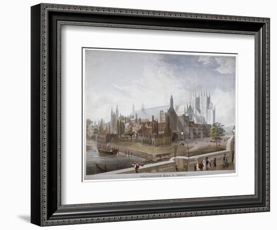 View of Westminster Hall and Abbey, from Westminster Bridge, London, 1819-Daniel Havell-Framed Giclee Print