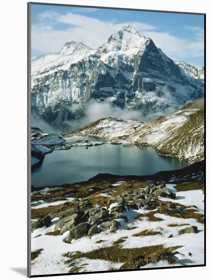 View of Wetterhorn Mountain and Bachsee Lake, Bernese Alps, Grindelwald, Switzerland-Scott T. Smith-Mounted Photographic Print