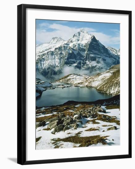 View of Wetterhorn Mountain and Bachsee Lake, Bernese Alps, Grindelwald, Switzerland-Scott T. Smith-Framed Photographic Print