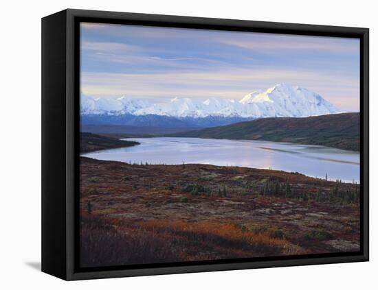 View of Wonder Lake with Mt. Mckinley, Denali National Park, Alaska, USA-Hugh Rose-Framed Premier Image Canvas