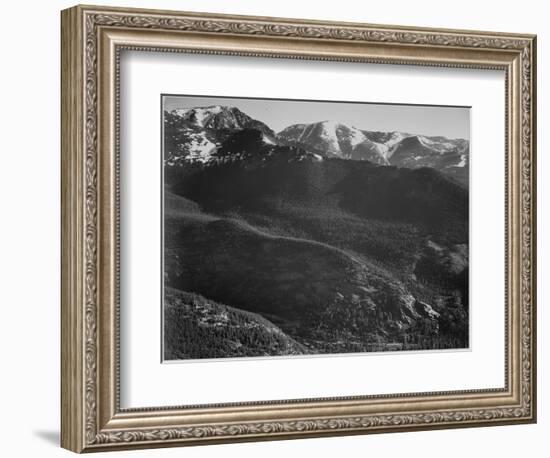 View Of Wooded Hills With Mountains In Bkgd "In Rocky Mountain National Park" Colorado. 1933-1942-Ansel Adams-Framed Art Print