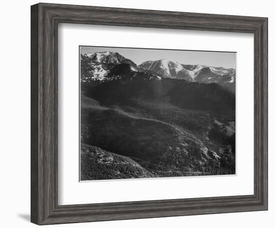 View Of Wooded Hills With Mountains In Bkgd "In Rocky Mountain National Park" Colorado. 1933-1942-Ansel Adams-Framed Art Print