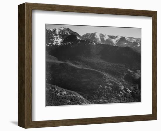 View Of Wooded Hills With Mountains In Bkgd "In Rocky Mountain National Park" Colorado. 1933-1942-Ansel Adams-Framed Art Print