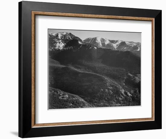 View Of Wooded Hills With Mountains In Bkgd "In Rocky Mountain National Park" Colorado. 1933-1942-Ansel Adams-Framed Art Print