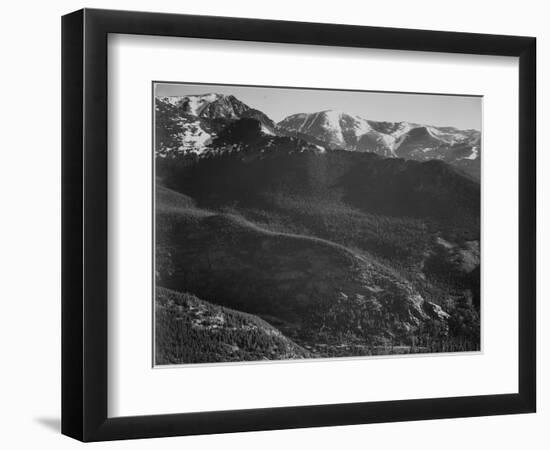 View Of Wooded Hills With Mountains In Bkgd "In Rocky Mountain National Park" Colorado. 1933-1942-Ansel Adams-Framed Art Print