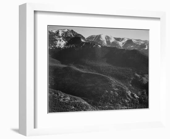 View Of Wooded Hills With Mountains In Bkgd "In Rocky Mountain National Park" Colorado. 1933-1942-Ansel Adams-Framed Art Print