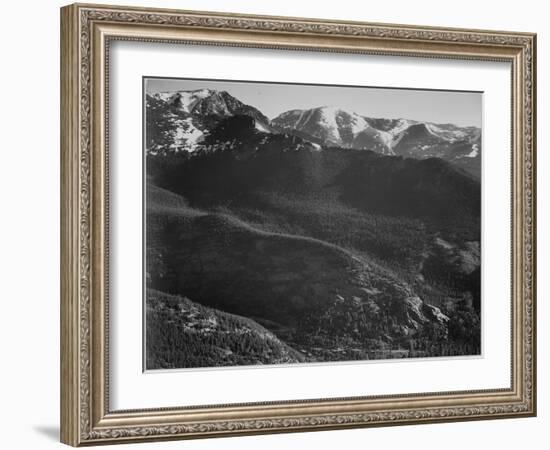 View Of Wooded Hills With Mountains In Bkgd "In Rocky Mountain National Park" Colorado. 1933-1942-Ansel Adams-Framed Art Print