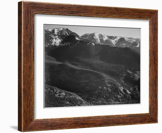 View Of Wooded Hills With Mountains In Bkgd "In Rocky Mountain National Park" Colorado. 1933-1942-Ansel Adams-Framed Art Print