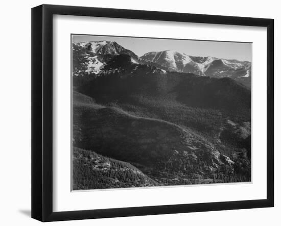 View Of Wooded Hills With Mountains In Bkgd "In Rocky Mountain National Park" Colorado. 1933-1942-Ansel Adams-Framed Art Print