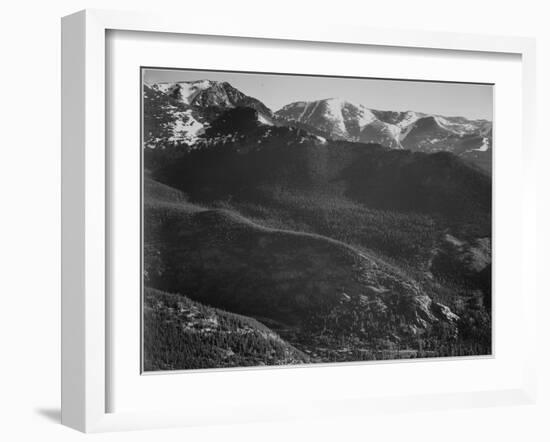 View Of Wooded Hills With Mountains In Bkgd "In Rocky Mountain National Park" Colorado. 1933-1942-Ansel Adams-Framed Art Print