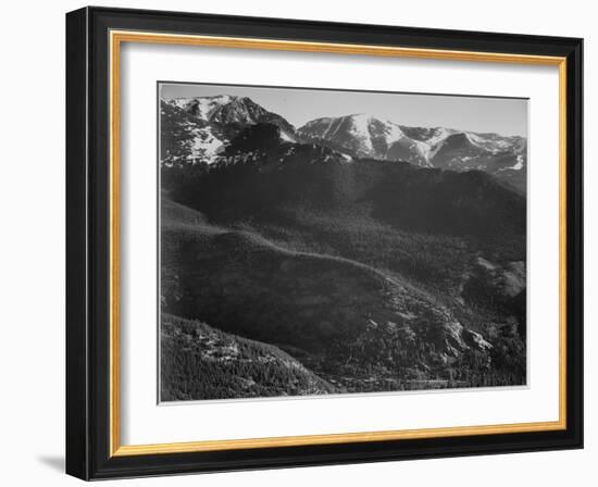 View Of Wooded Hills With Mountains In Bkgd "In Rocky Mountain National Park" Colorado. 1933-1942-Ansel Adams-Framed Art Print