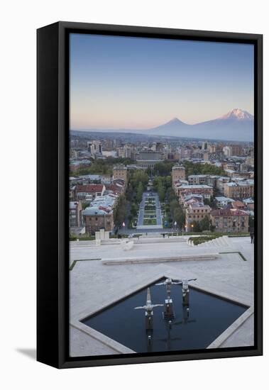 View of Yerevan and Mount Ararat from Cascade, Yerevan, Armenia, Central Asia, Asia-Jane Sweeney-Framed Premier Image Canvas