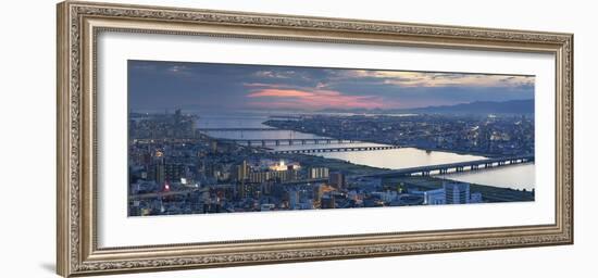 View of Yodo River and Osaka Bay at Sunset, Osaka, Kansai, Japan-Ian Trower-Framed Photographic Print