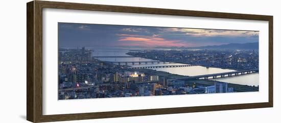 View of Yodo River and Osaka Bay at Sunset, Osaka, Kansai, Japan-Ian Trower-Framed Photographic Print