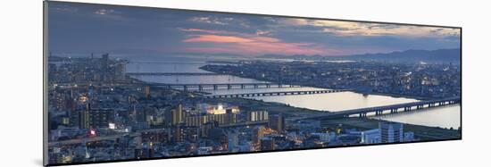 View of Yodo River and Osaka Bay at Sunset, Osaka, Kansai, Japan-Ian Trower-Mounted Photographic Print