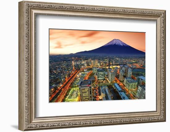 View of Yokohama and Mt. Fuji in Japan.-Sean Pavone-Framed Photographic Print