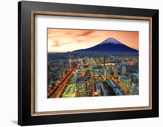 View of Yokohama and Mt. Fuji in Japan.-Sean Pavone-Framed Photographic Print