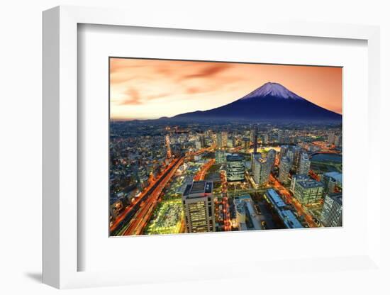 View of Yokohama and Mt. Fuji in Japan.-Sean Pavone-Framed Photographic Print