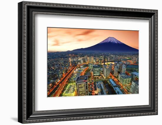 View of Yokohama and Mt. Fuji in Japan.-Sean Pavone-Framed Photographic Print