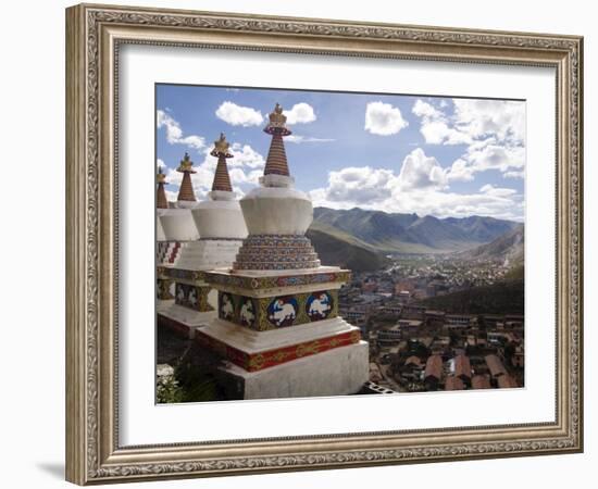 View of Yushu Town from Temple, Yushu, Qinghai, China-Porteous Rod-Framed Photographic Print