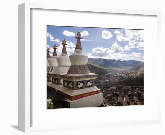 View of Yushu Town from Temple, Yushu, Qinghai, China-Porteous Rod-Framed Photographic Print