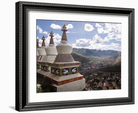 View of Yushu Town from Temple, Yushu, Qinghai, China-Porteous Rod-Framed Photographic Print