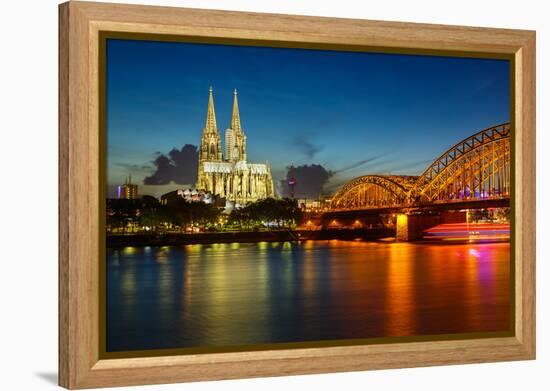 View on Cologne Cathedral and Hohenzollern Bridge, Germany-sborisov-Framed Premier Image Canvas